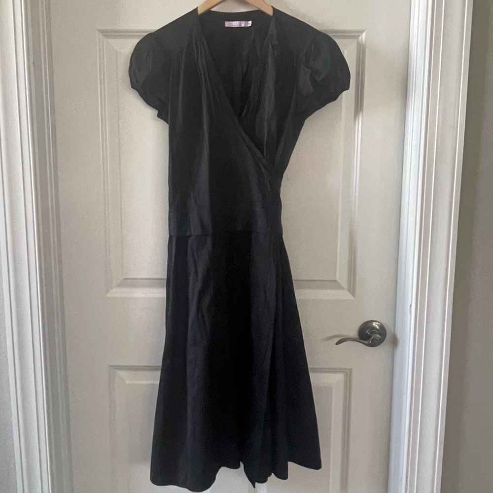Calypso Christiane Celle silk black smock wrap dress